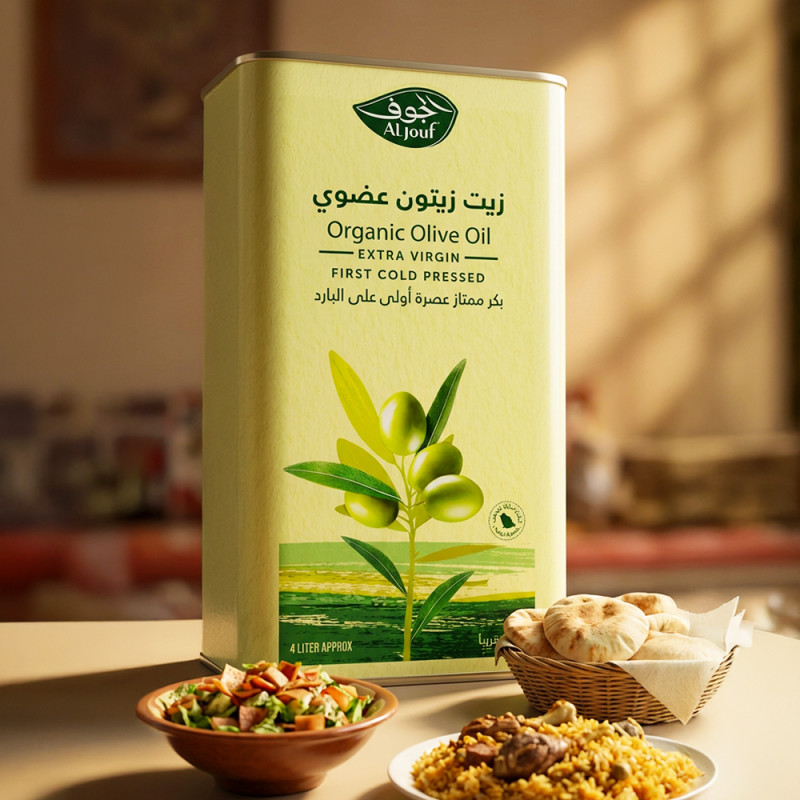 زيت زيتون الجوف عضوي بكر ممتاز 